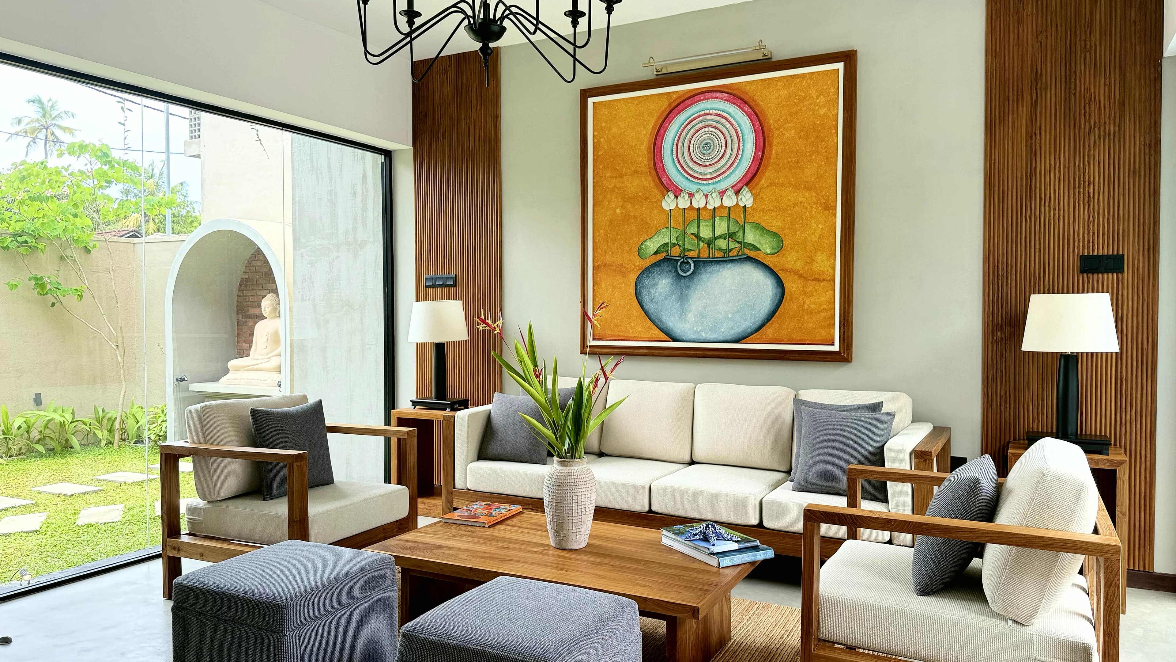 Living area at Ayu by TARA with swimming pool courtyard beyond